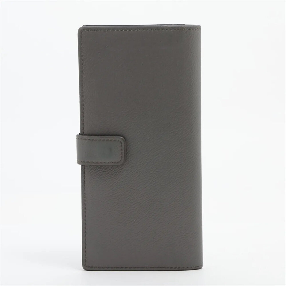 Prada Leather Bi-fold Wallet, Gray, Men's Brand Wallet